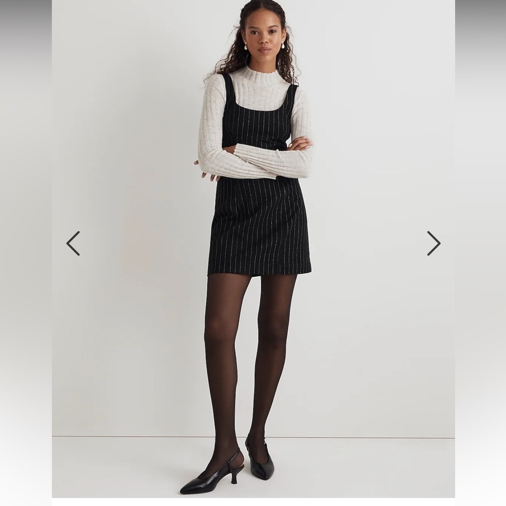 Clearance ✨Madewell Black Pinstripe Mini Wool Blend Dress